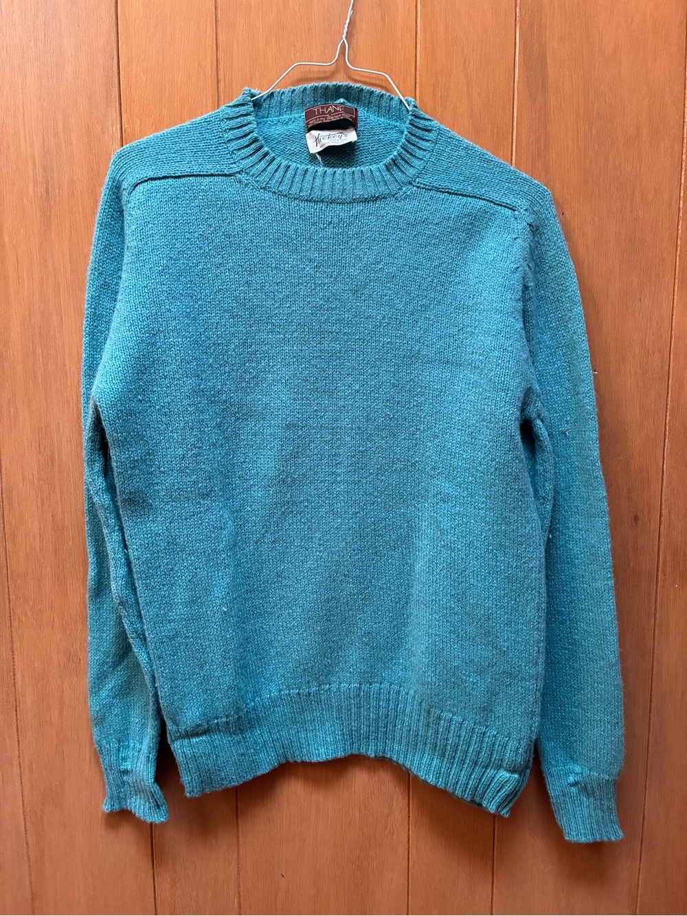 Handknit Teal Crewneck Sweater - Classic Men’s Knit
